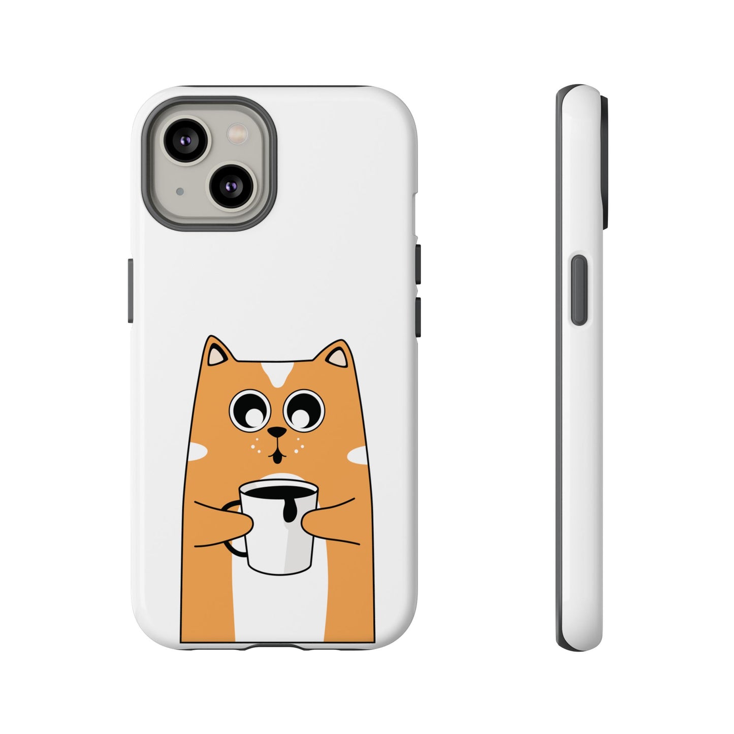 Cute Cat Coffee Mug Phone Case - Tough Protection for Pet Lovers