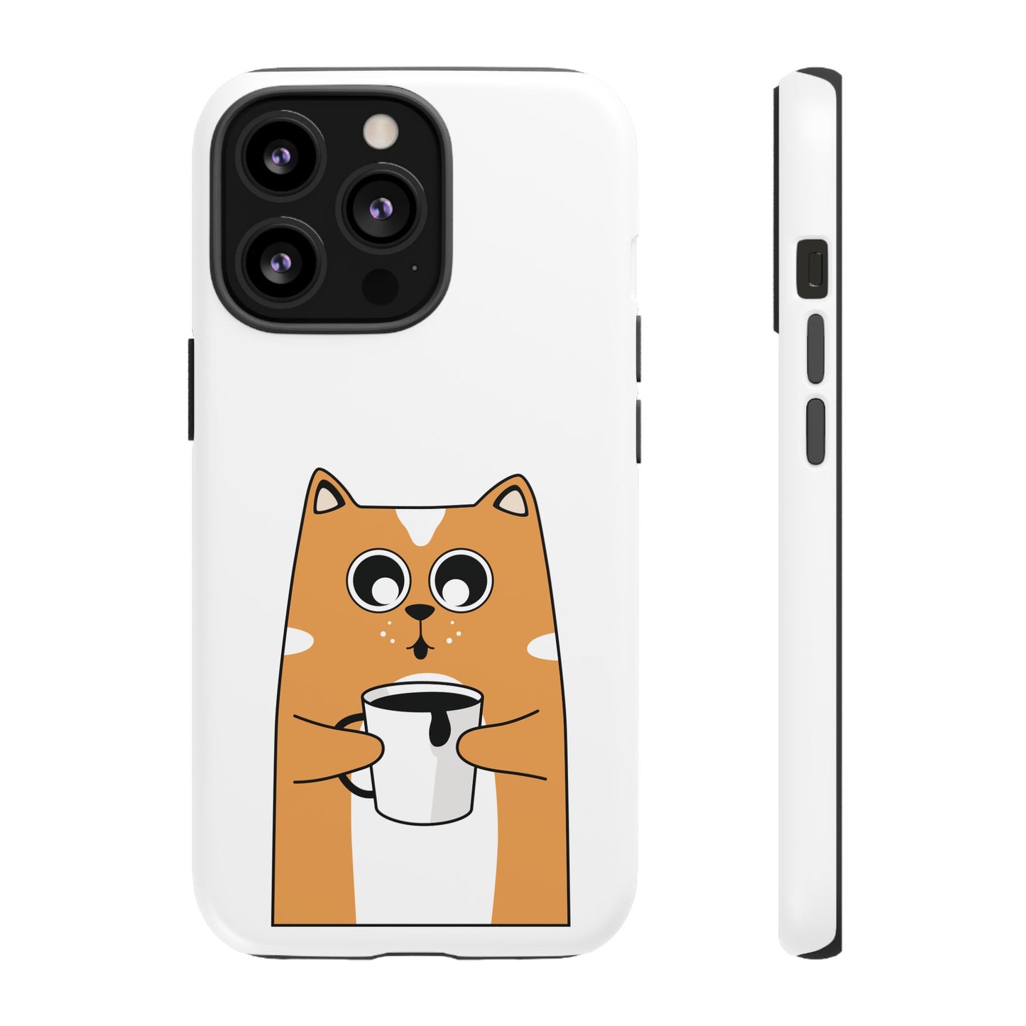 Cute Cat Coffee Mug Phone Case - Tough Protection for Pet Lovers