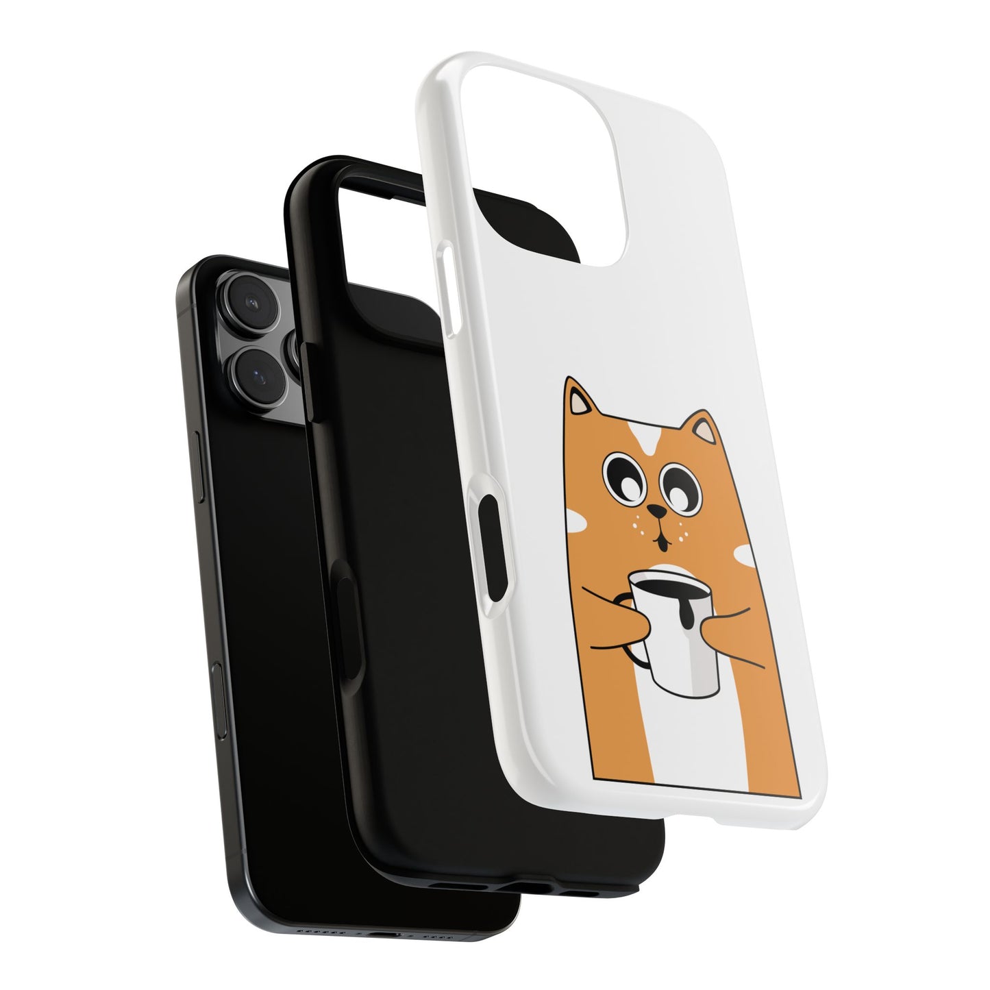 Cute Cat Coffee Mug Phone Case - Tough Protection for Pet Lovers