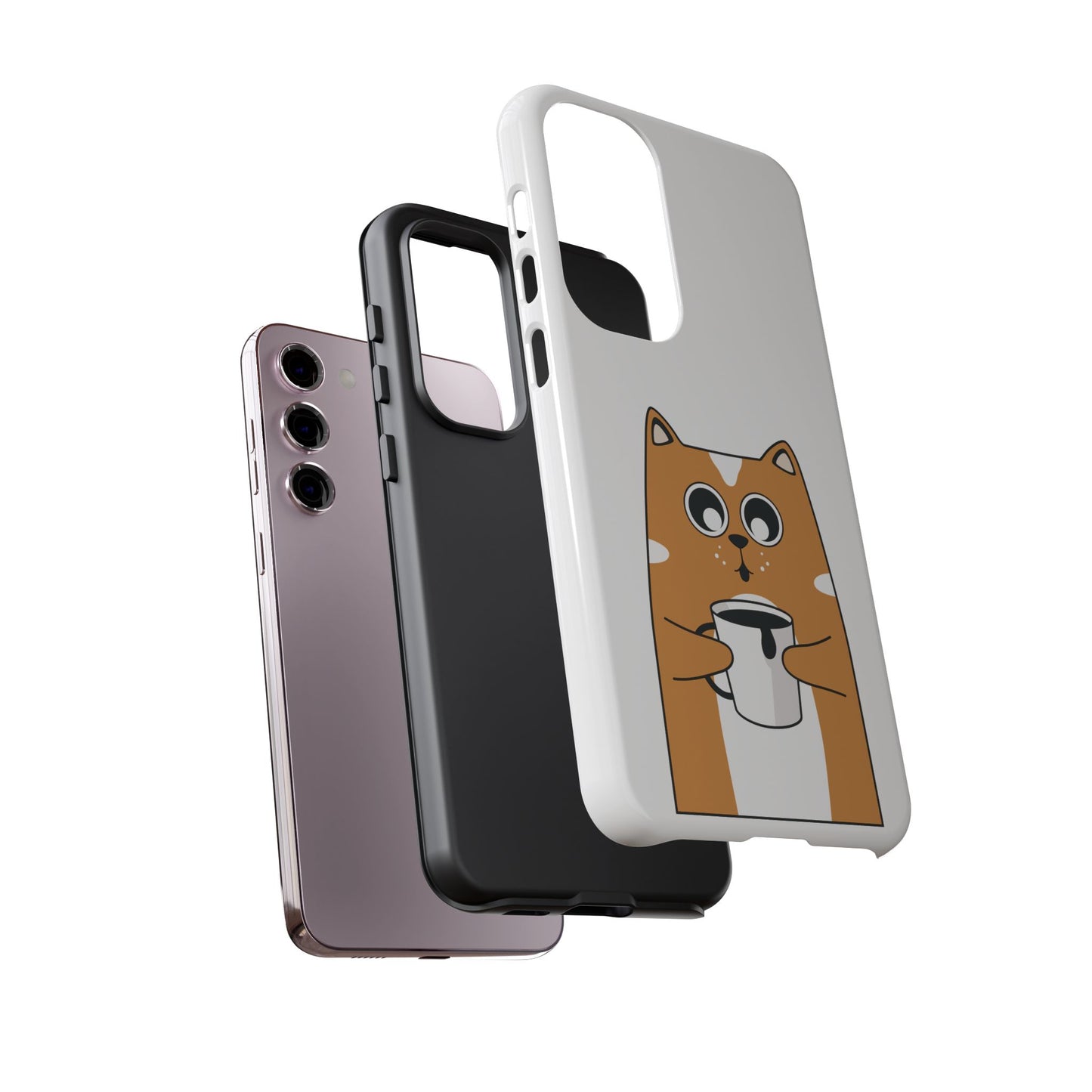 Cute Cat Coffee Mug Phone Case - Tough Protection for Pet Lovers