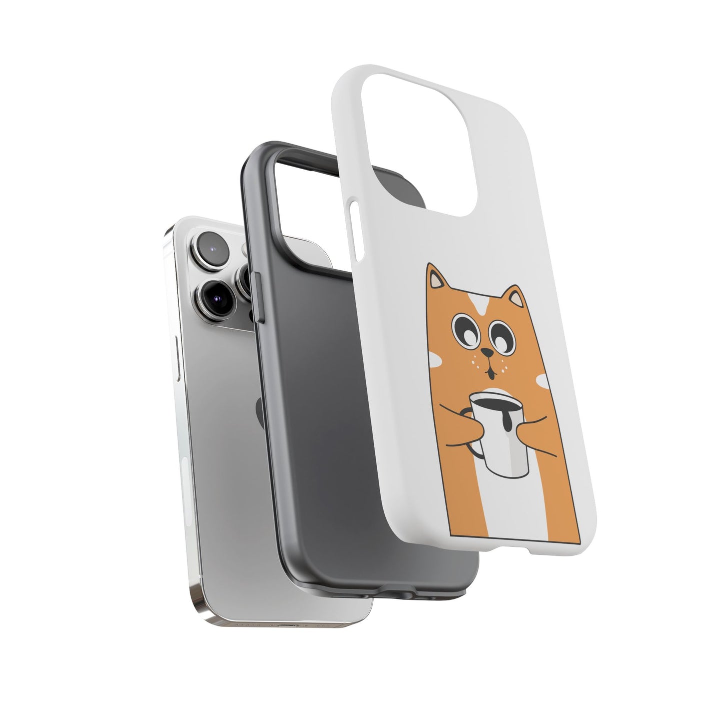 Cute Cat Coffee Mug Phone Case - Tough Protection for Pet Lovers