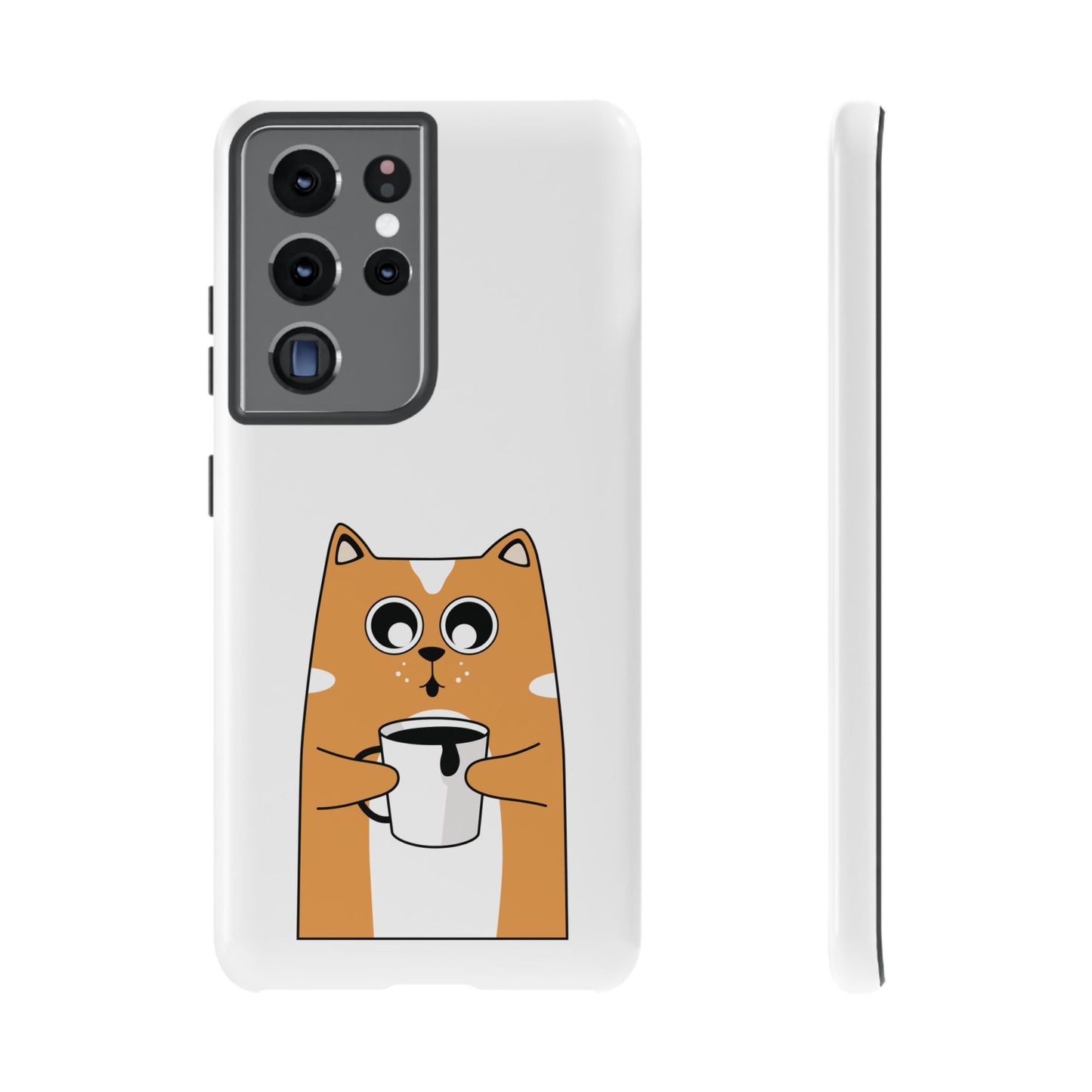 Cute Cat Coffee Mug Phone Case - Tough Protection for Pet Lovers