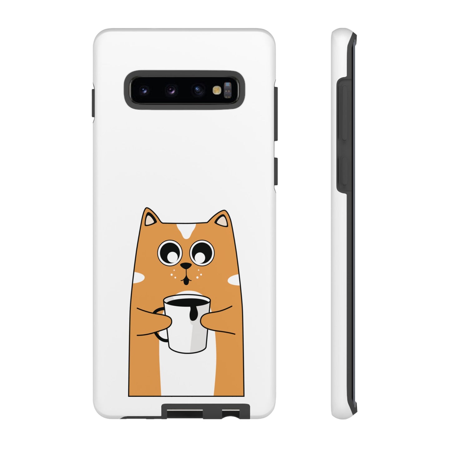 Cute Cat Coffee Mug Phone Case - Tough Protection for Pet Lovers