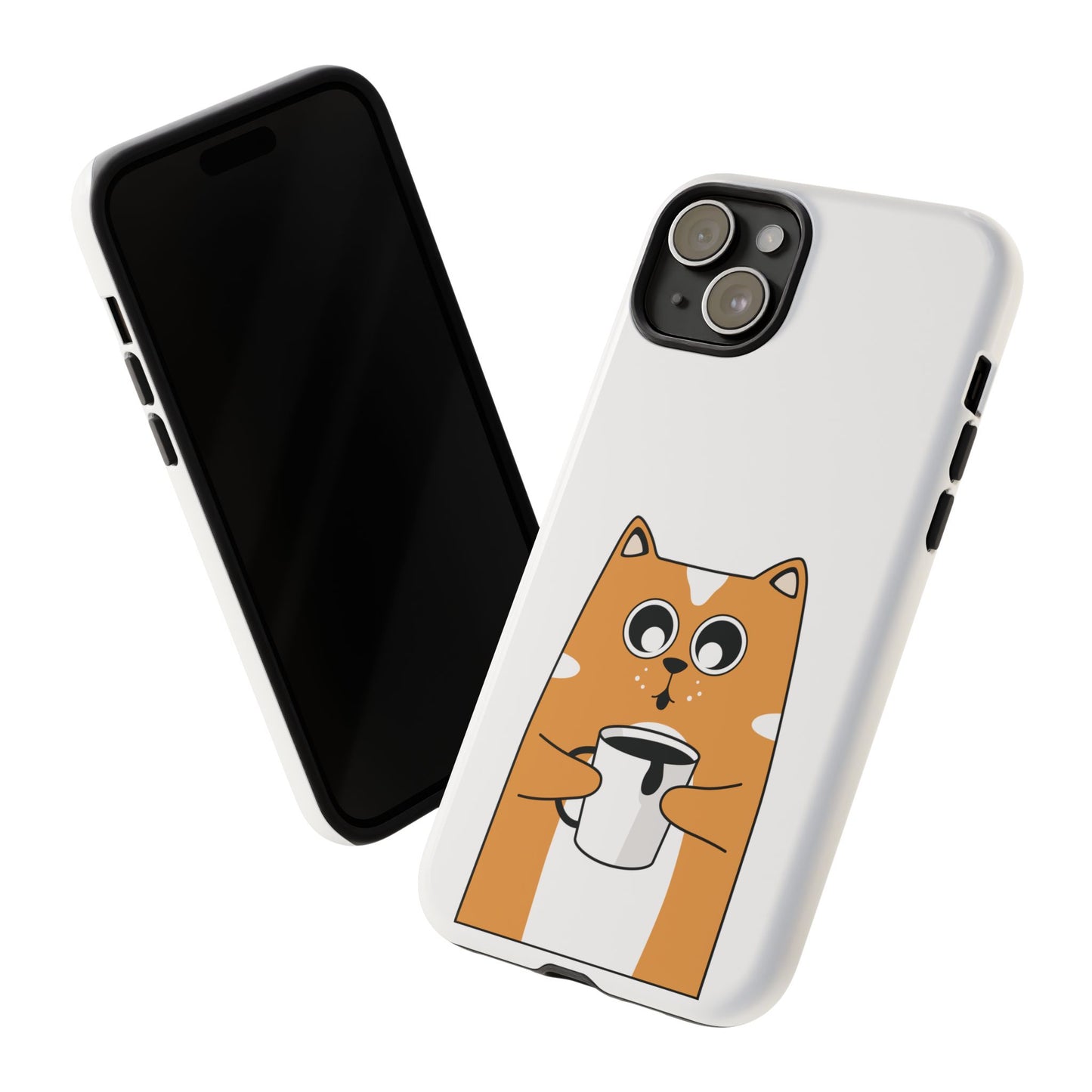 Cute Cat Coffee Mug Phone Case - Tough Protection for Pet Lovers
