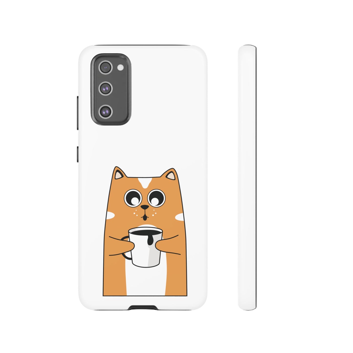Cute Cat Coffee Mug Phone Case - Tough Protection for Pet Lovers