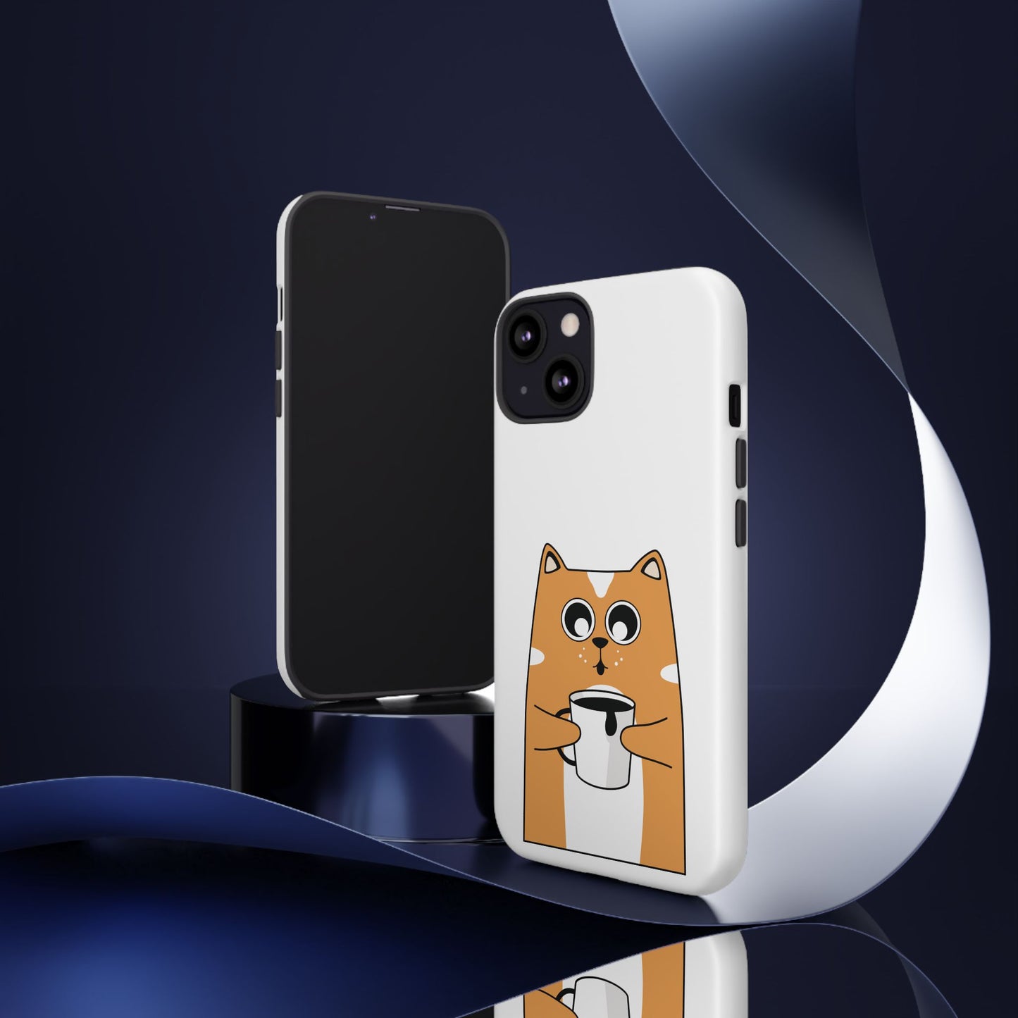 Cute Cat Coffee Mug Phone Case - Tough Protection for Pet Lovers