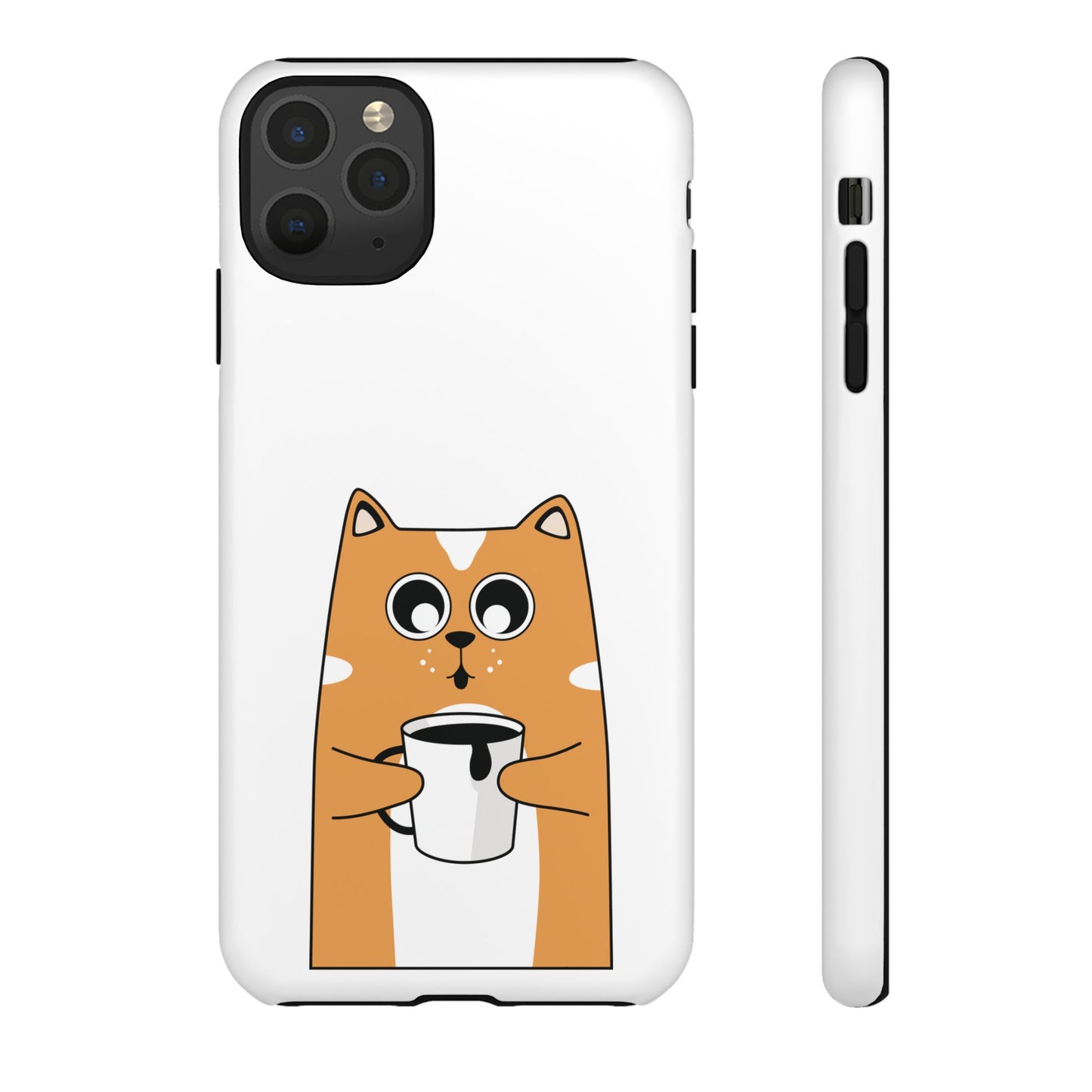 Cute Cat Coffee Mug Phone Case - Tough Protection for Pet Lovers