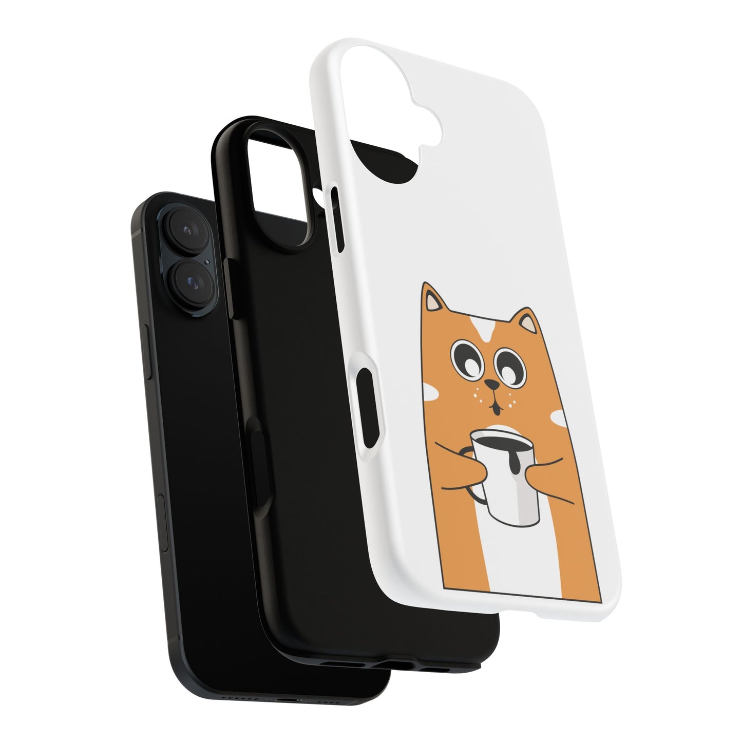 Cute Cat Coffee Mug Phone Case - Tough Protection for Pet Lovers