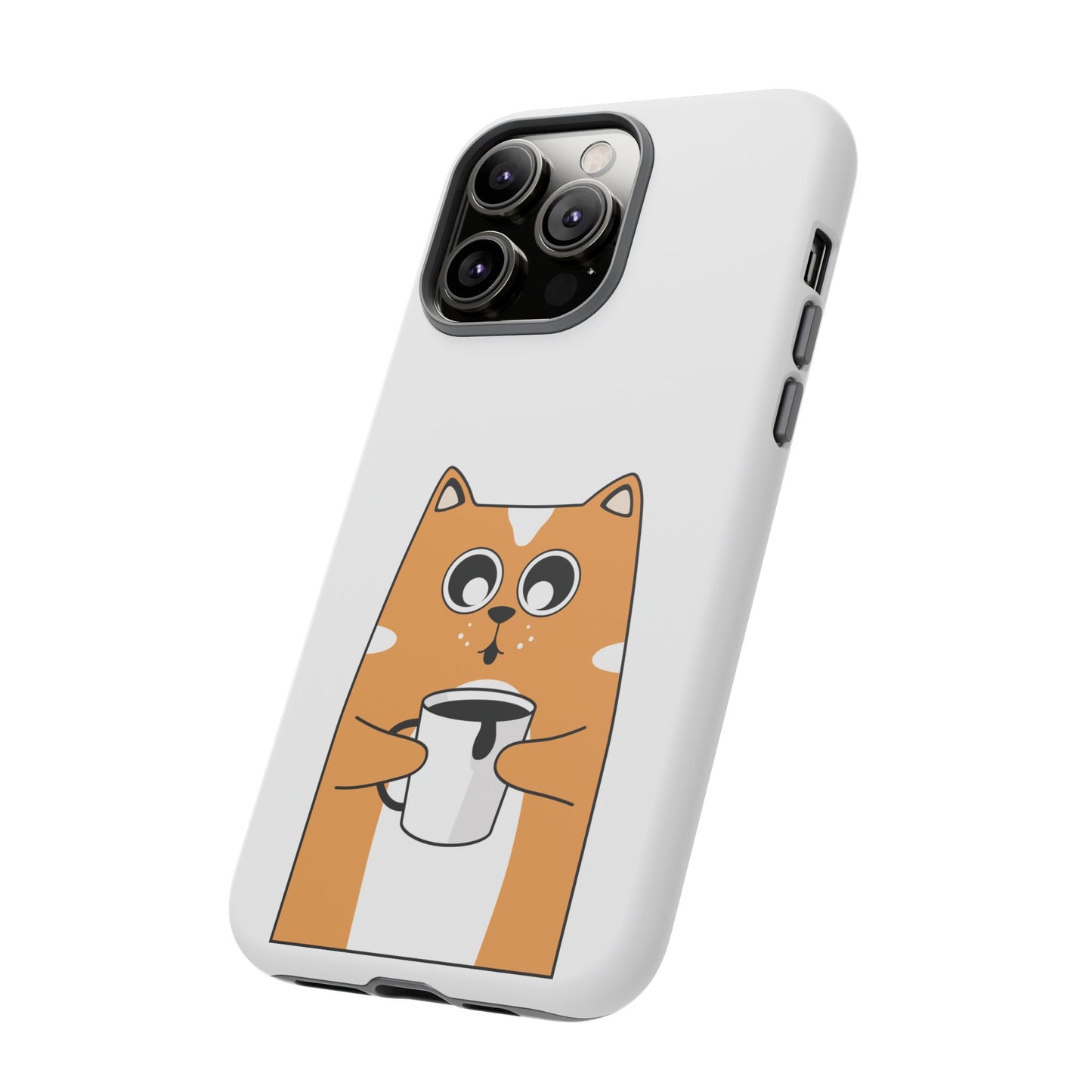 Cute Cat Coffee Mug Phone Case - Tough Protection for Pet Lovers