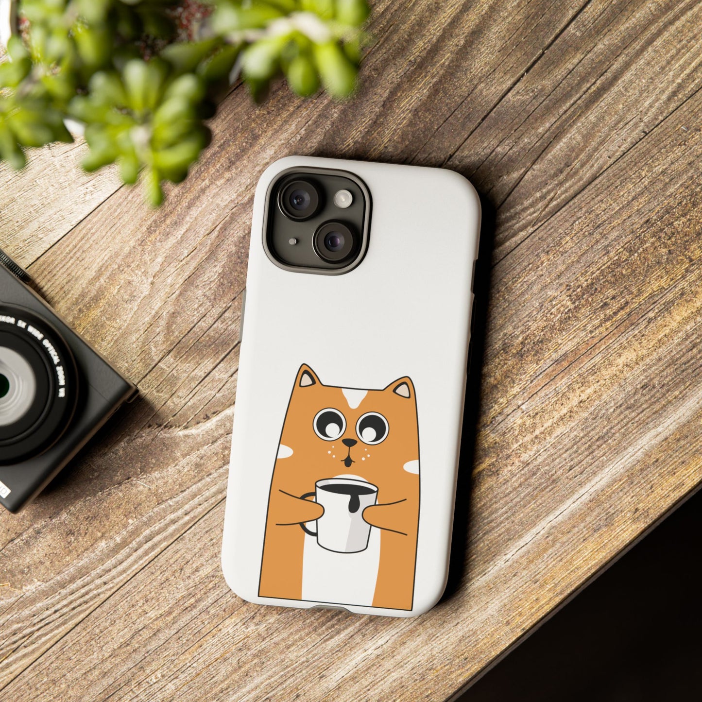 Cute Cat Coffee Mug Phone Case - Tough Protection for Pet Lovers