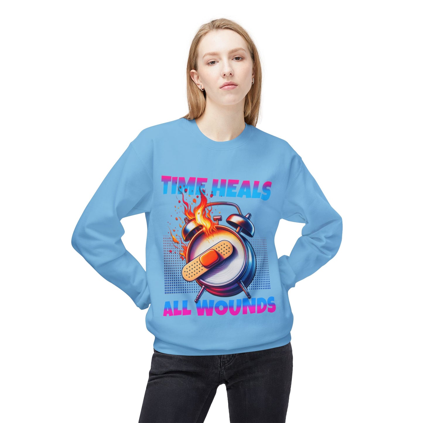 Unisex Time Heals Softstyle Sweatshirt: Pink