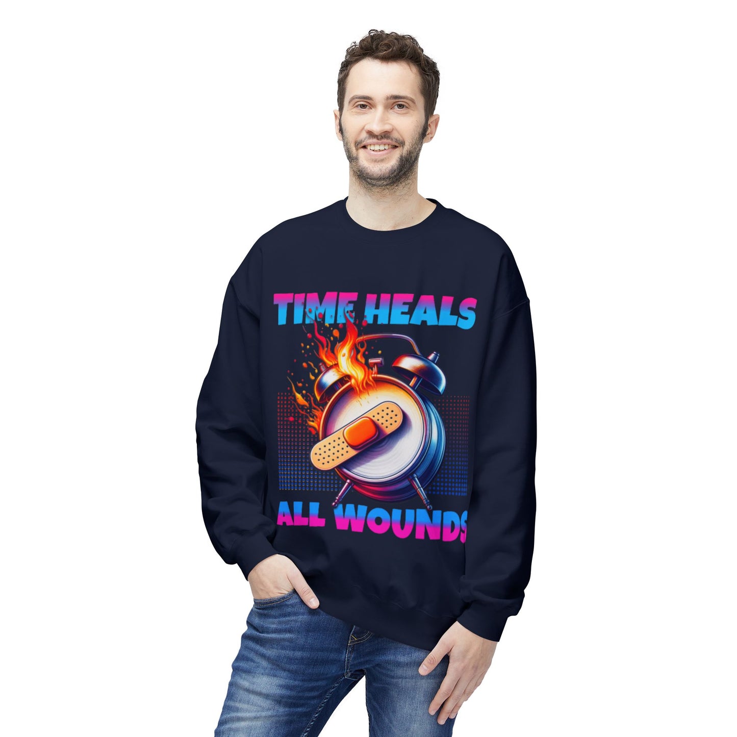 Unisex Time Heals Softstyle Sweatshirt: Pink