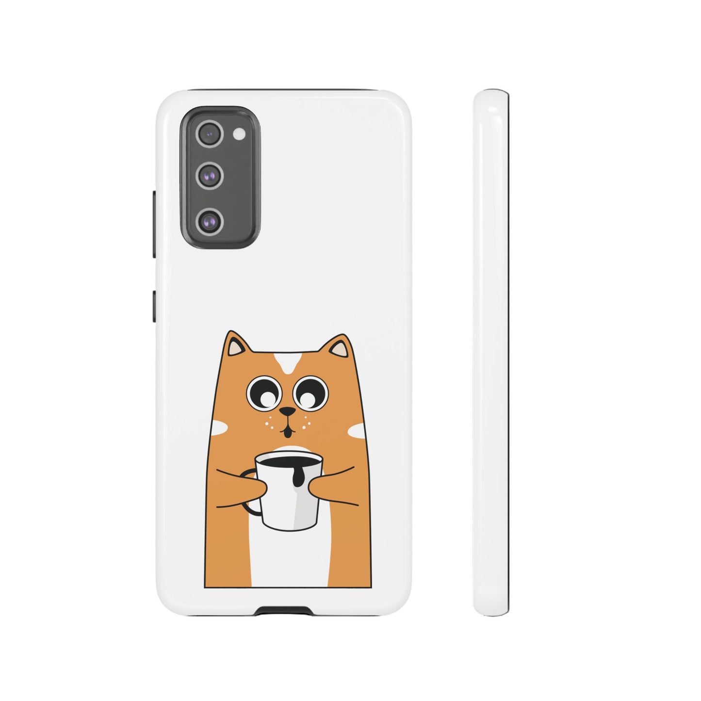 Cute Cat Coffee Mug Phone Case - Tough Protection for Pet Lovers