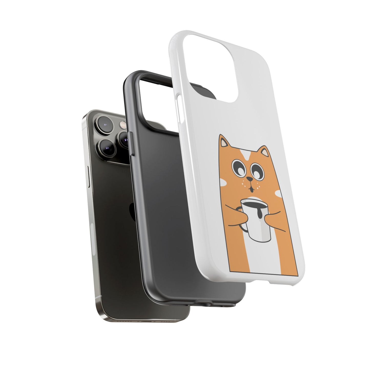 Cute Cat Coffee Mug Phone Case - Tough Protection for Pet Lovers