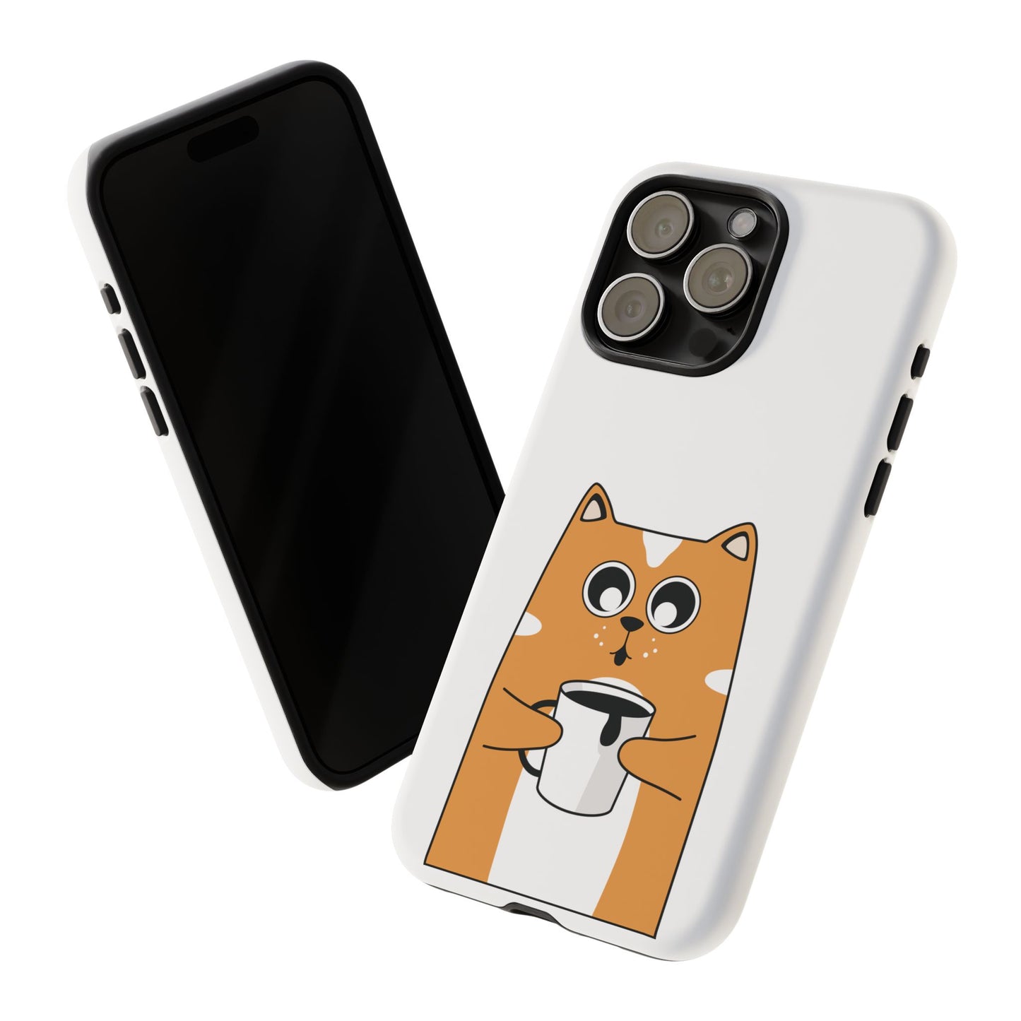 Cute Cat Coffee Mug Phone Case - Tough Protection for Pet Lovers