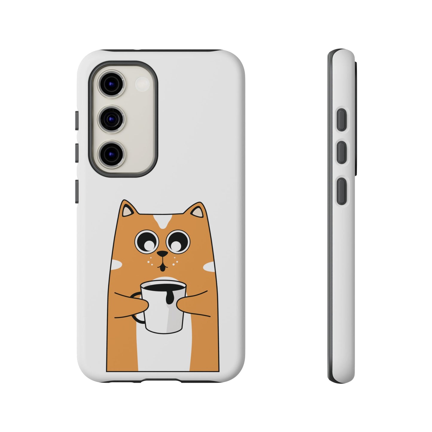 Cute Cat Coffee Mug Phone Case - Tough Protection for Pet Lovers