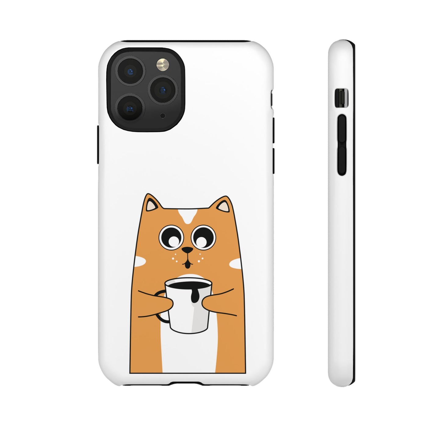 Cute Cat Coffee Mug Phone Case - Tough Protection for Pet Lovers