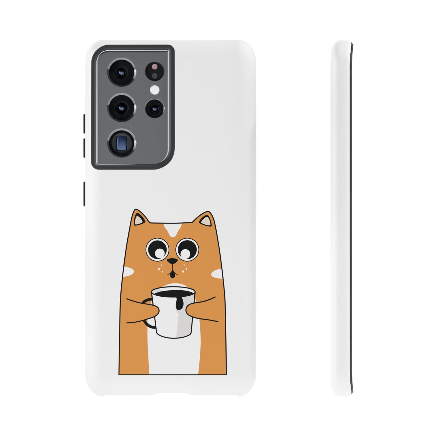 Cute Cat Coffee Mug Phone Case - Tough Protection for Pet Lovers