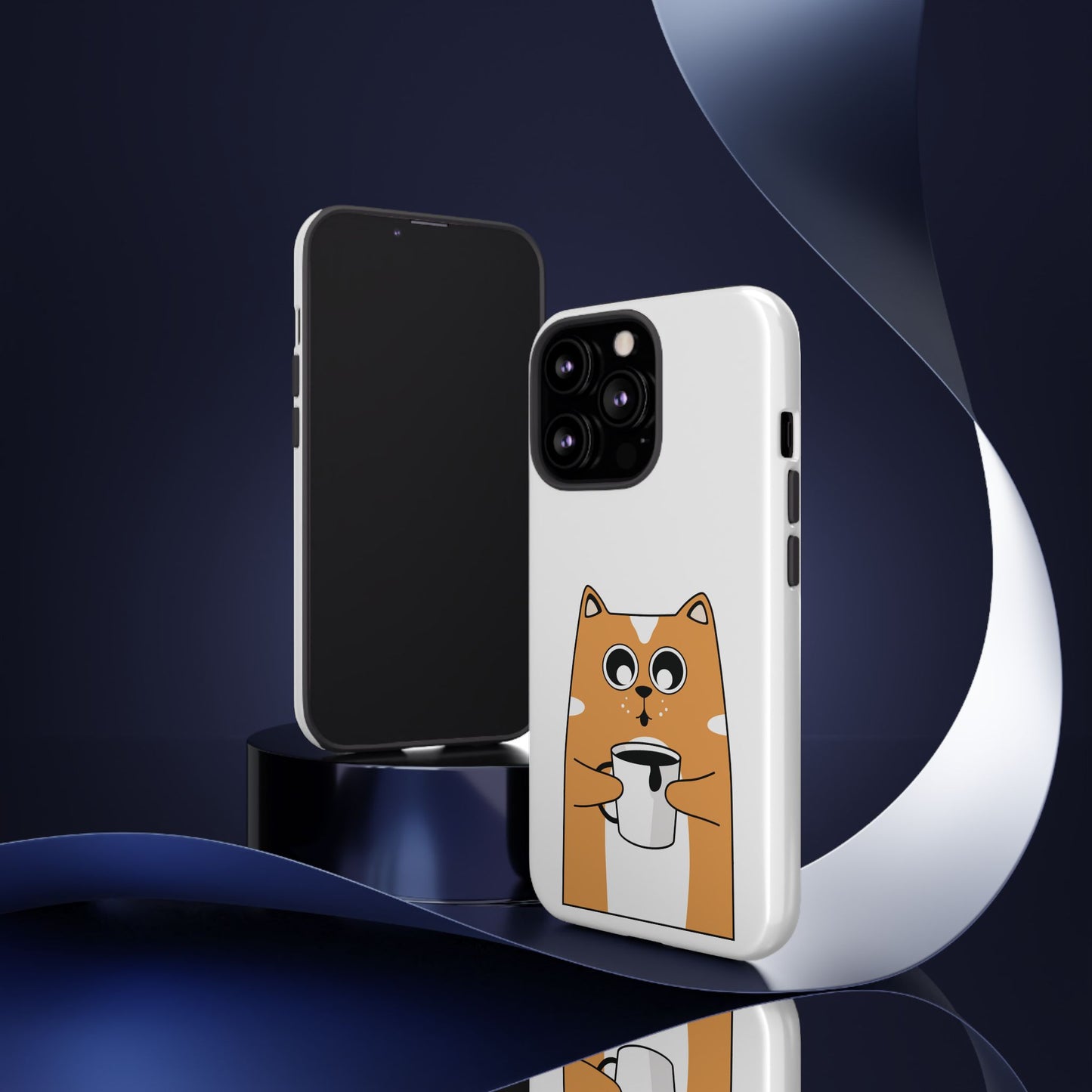 Cute Cat Coffee Mug Phone Case - Tough Protection for Pet Lovers