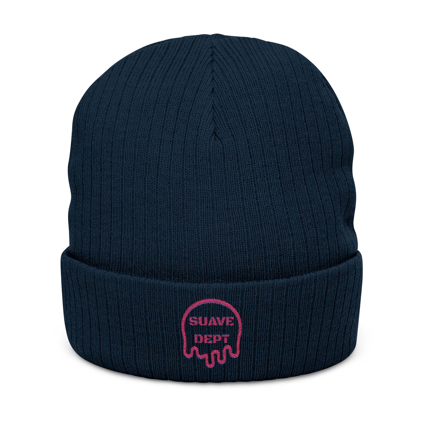 Suave Dept Ribbed Knit Beanie - Stylish Embroidered Beanie for Winter Fashion