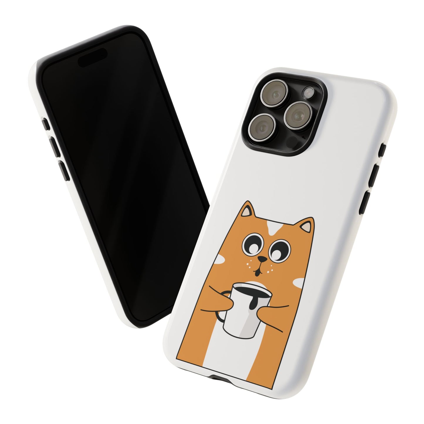 Cute Cat Coffee Mug Phone Case - Tough Protection for Pet Lovers