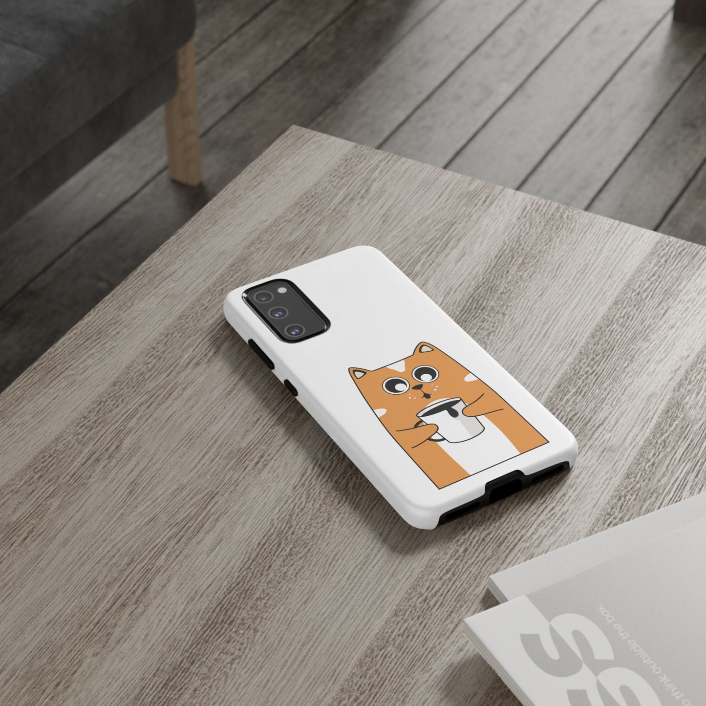 Cute Cat Coffee Mug Phone Case - Tough Protection for Pet Lovers