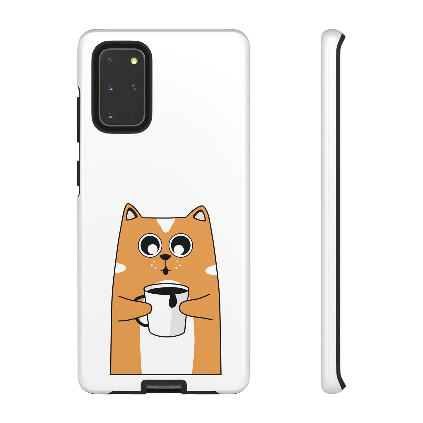 Cute Cat Coffee Mug Phone Case - Tough Protection for Pet Lovers
