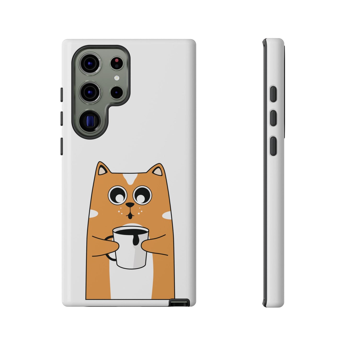 Cute Cat Coffee Mug Phone Case - Tough Protection for Pet Lovers