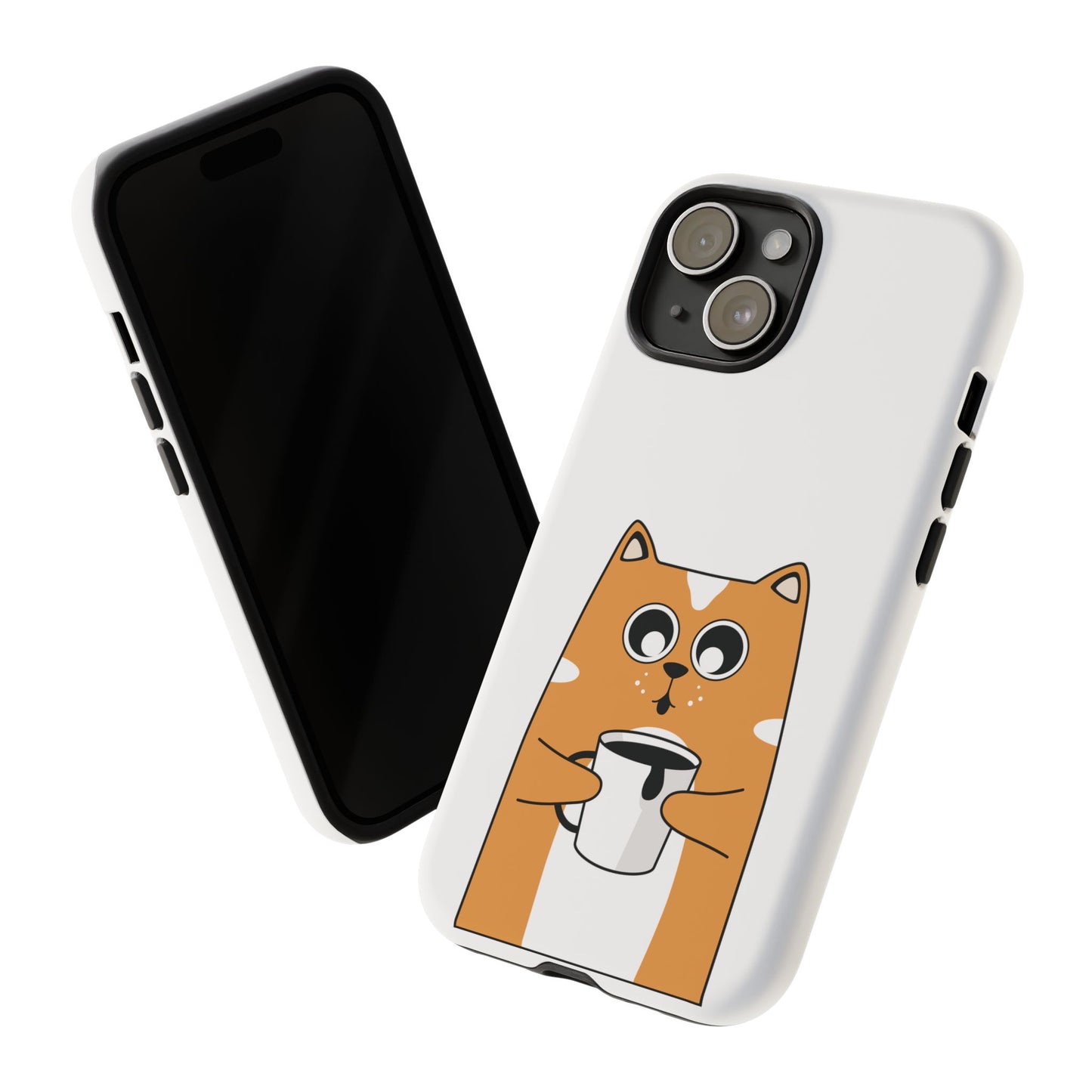 Cute Cat Coffee Mug Phone Case - Tough Protection for Pet Lovers