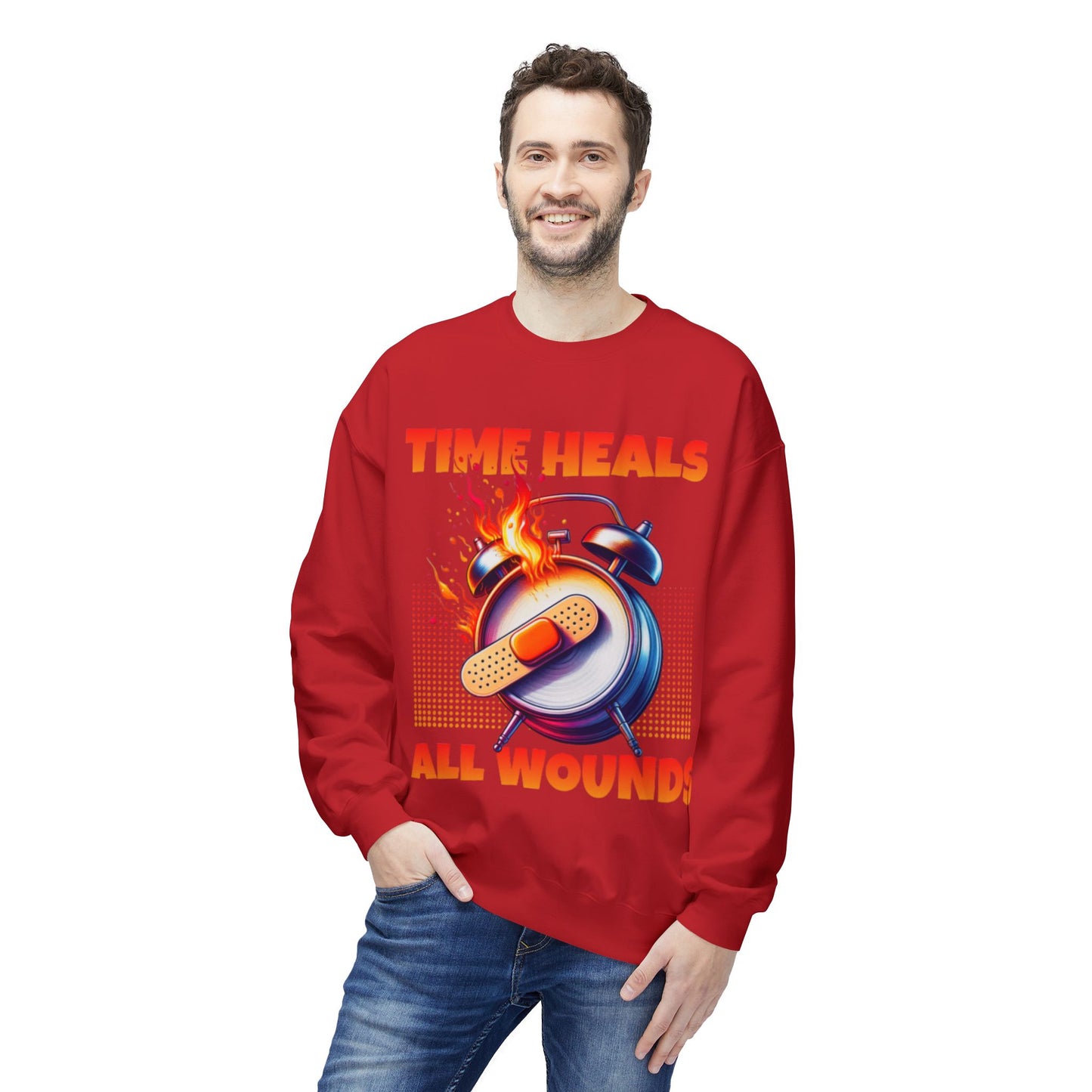 Unisex Time Heals Softstyle Sweatshirt: Orange