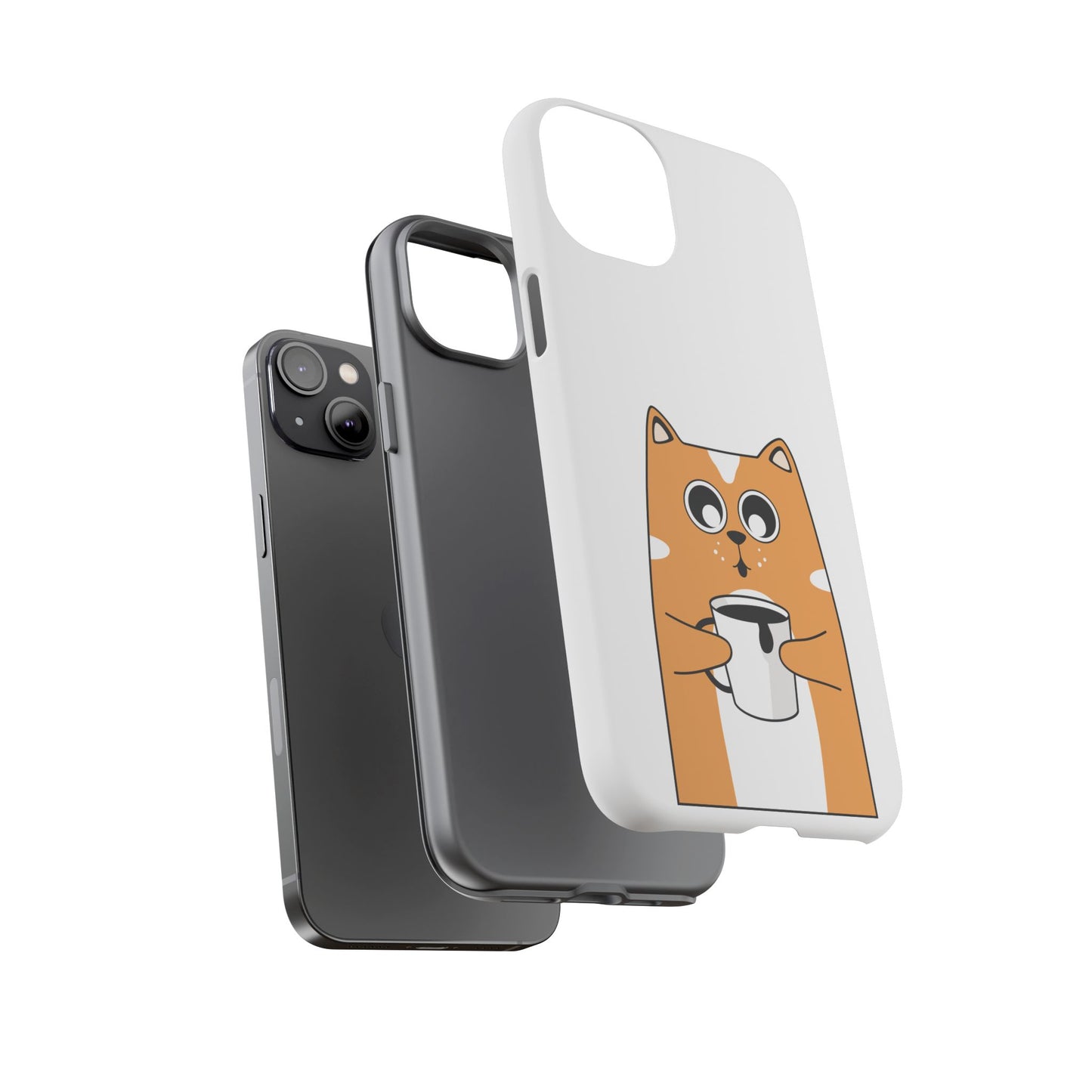 Cute Cat Coffee Mug Phone Case - Tough Protection for Pet Lovers