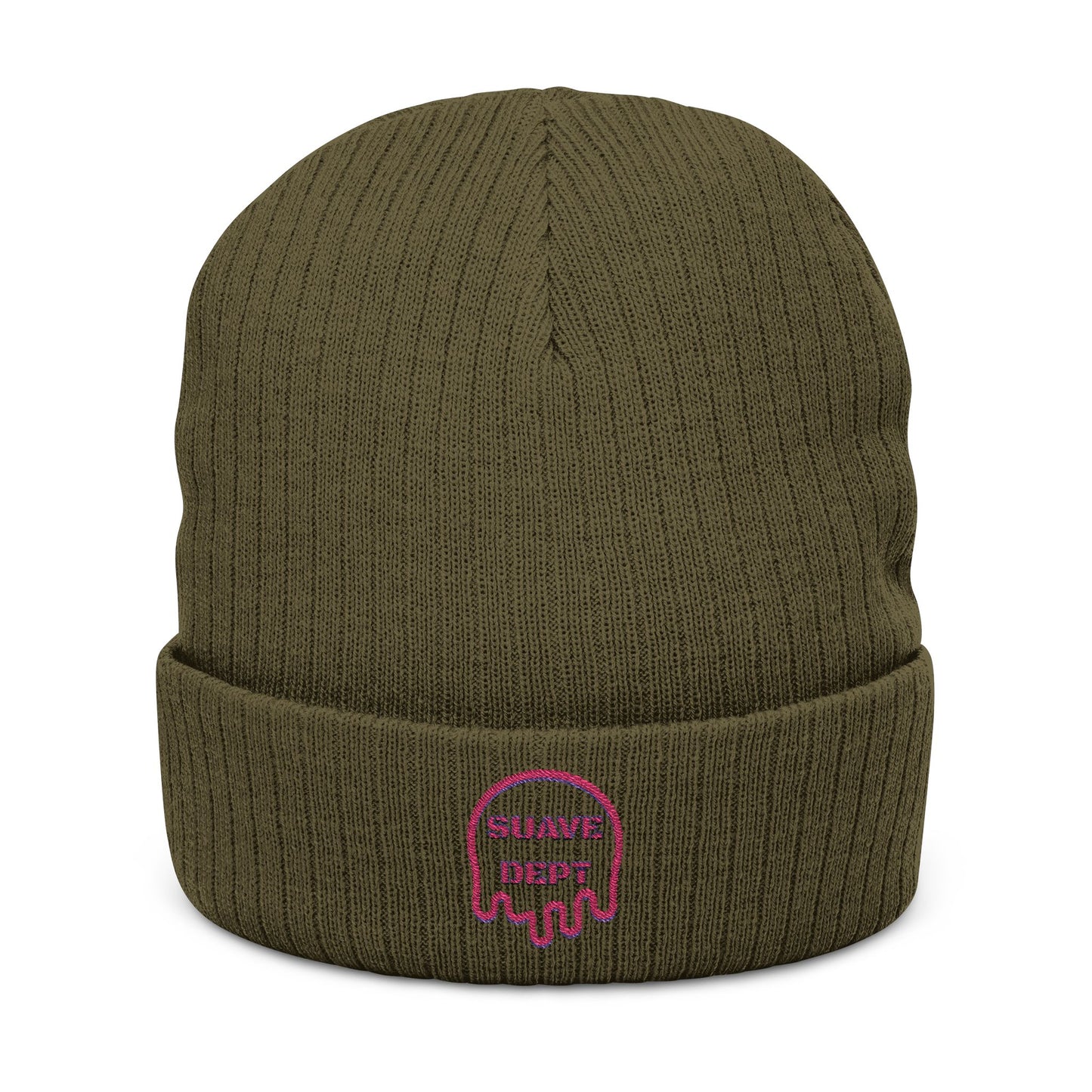 Suave Dept Ribbed Knit Beanie - Stylish Embroidered Beanie for Winter Fashion
