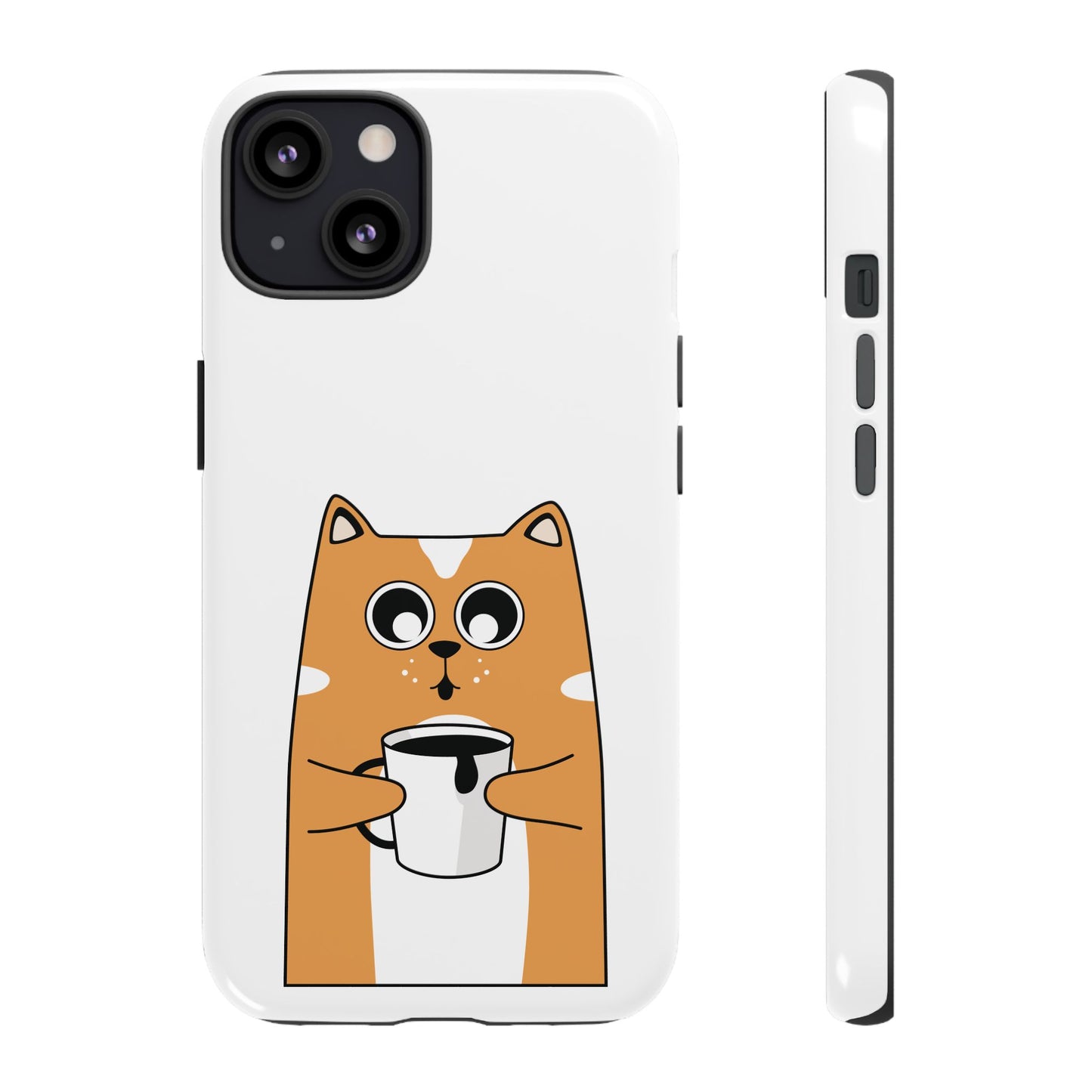Cute Cat Coffee Mug Phone Case - Tough Protection for Pet Lovers