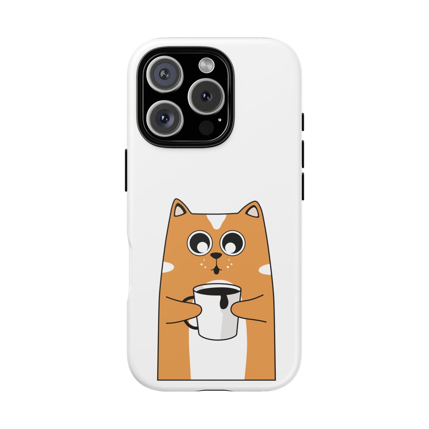 Cute Cat Coffee Mug Phone Case - Tough Protection for Pet Lovers