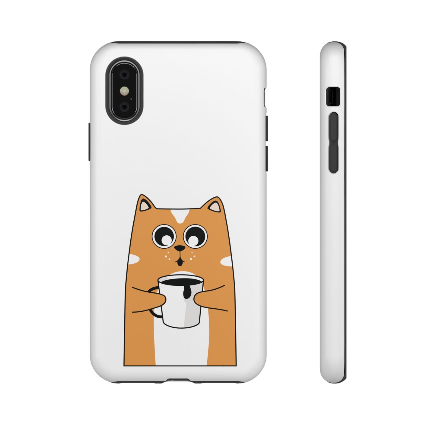 Cute Cat Coffee Mug Phone Case - Tough Protection for Pet Lovers