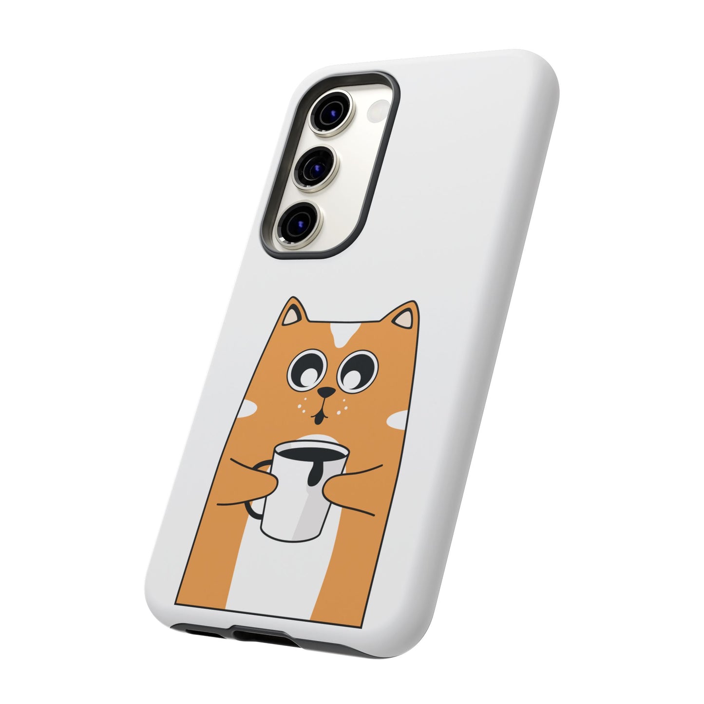 Cute Cat Coffee Mug Phone Case - Tough Protection for Pet Lovers