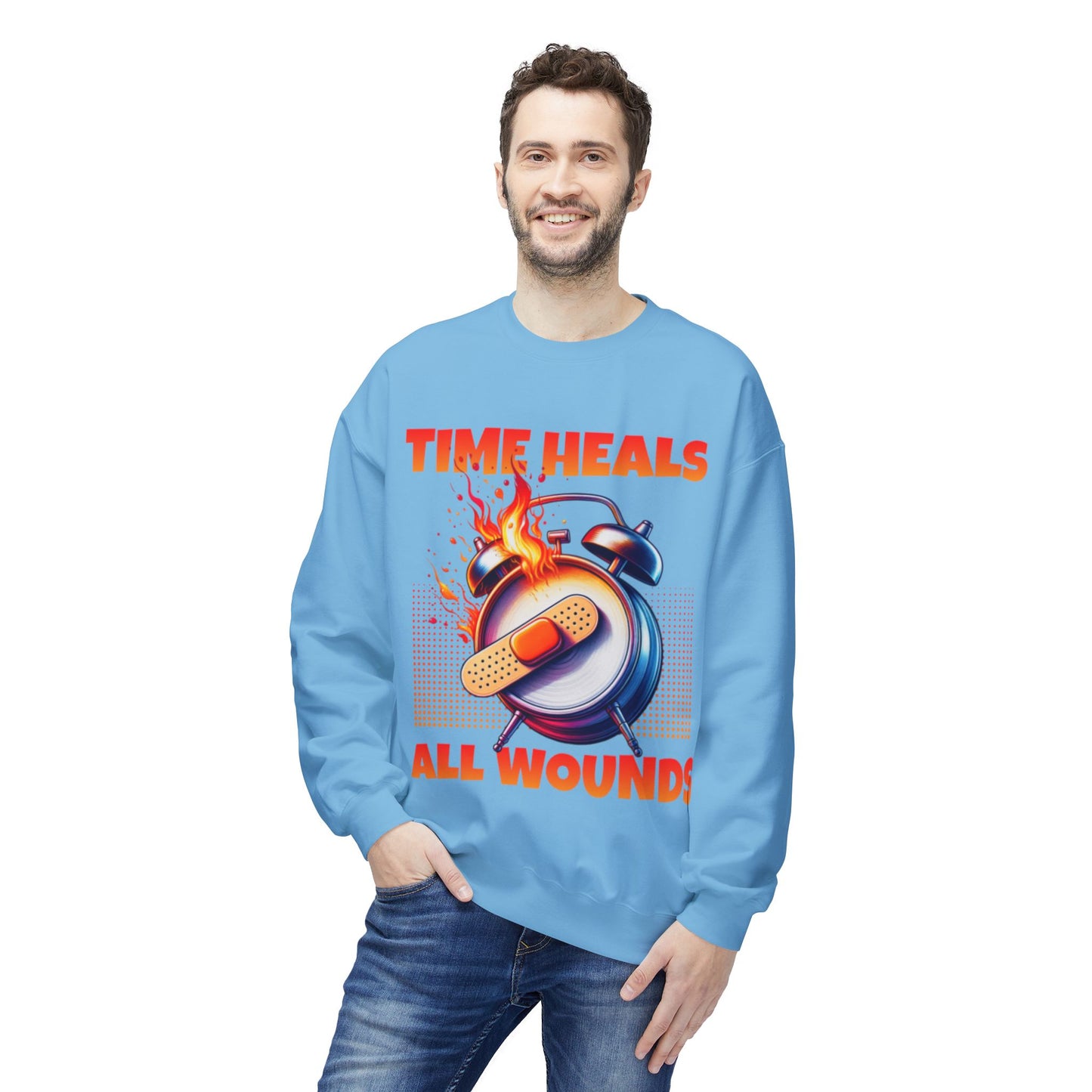 Unisex Time Heals Softstyle Sweatshirt: Orange