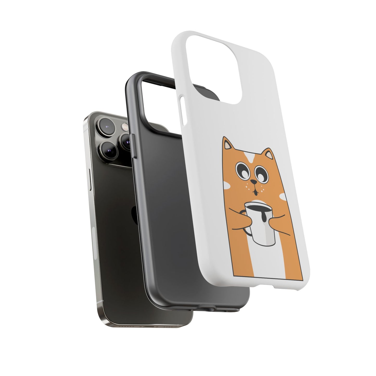 Cute Cat Coffee Mug Phone Case - Tough Protection for Pet Lovers