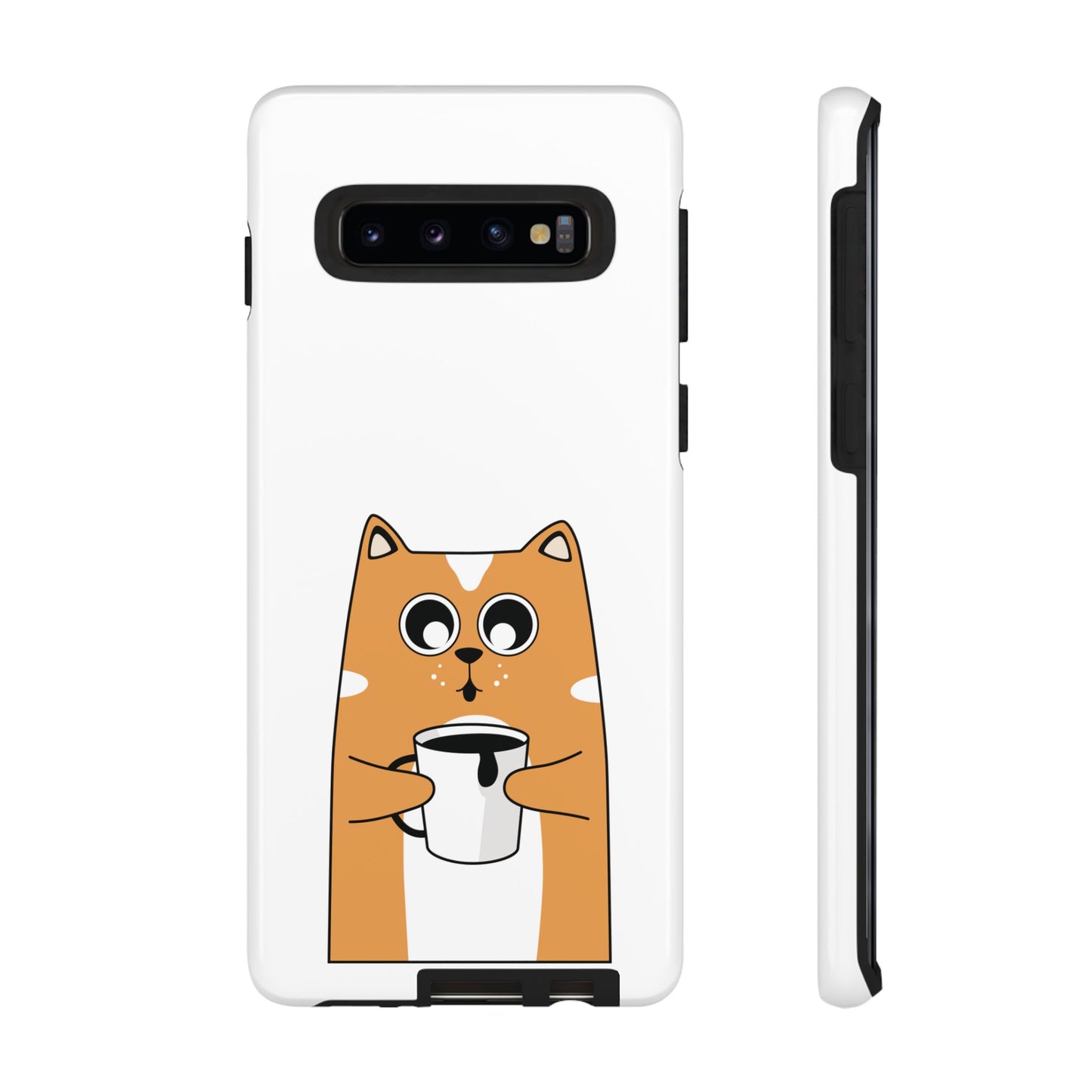 Cute Cat Coffee Mug Phone Case - Tough Protection for Pet Lovers