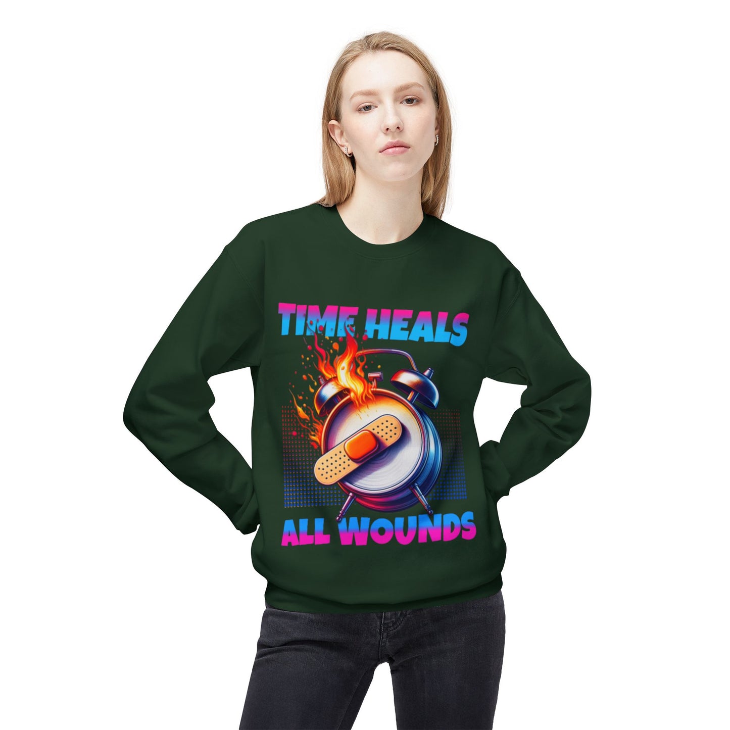 Unisex Time Heals Softstyle Sweatshirt: Pink