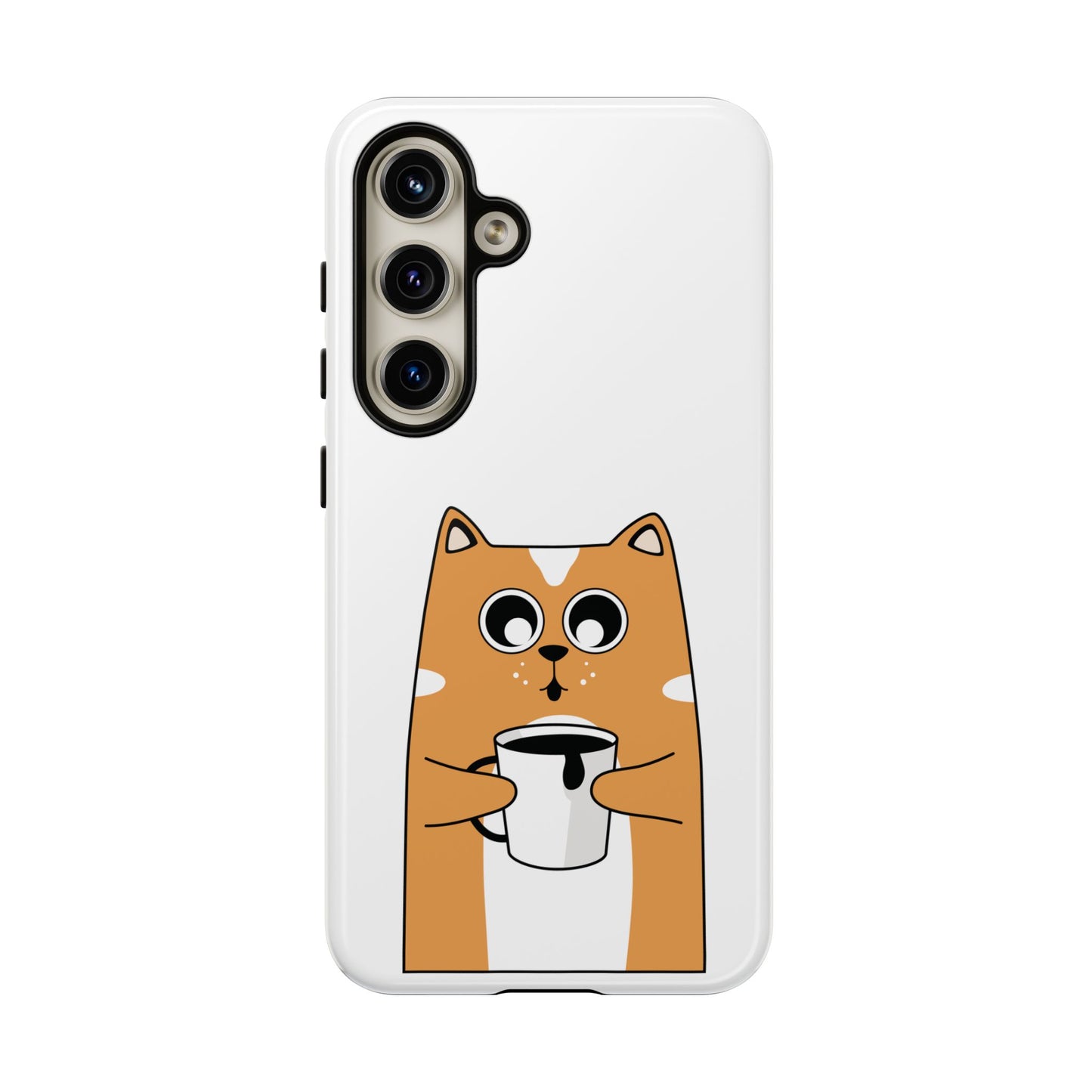Cute Cat Coffee Mug Phone Case - Tough Protection for Pet Lovers