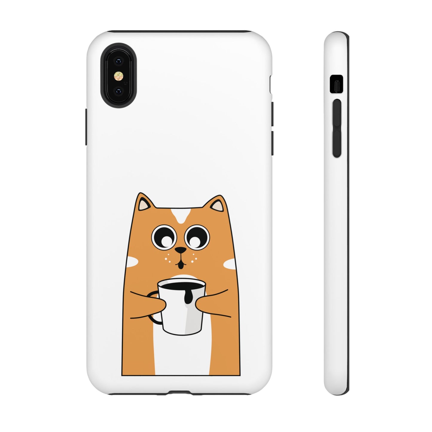 Cute Cat Coffee Mug Phone Case - Tough Protection for Pet Lovers