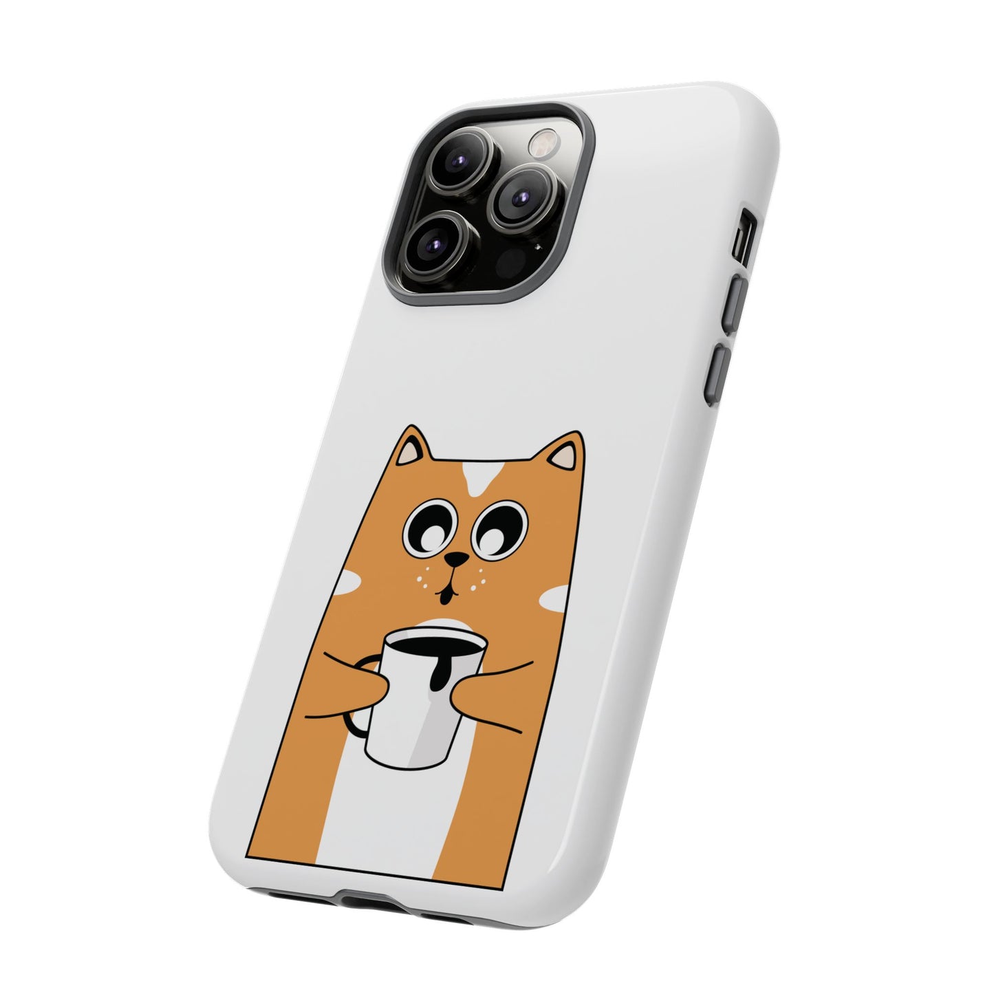 Cute Cat Coffee Mug Phone Case - Tough Protection for Pet Lovers