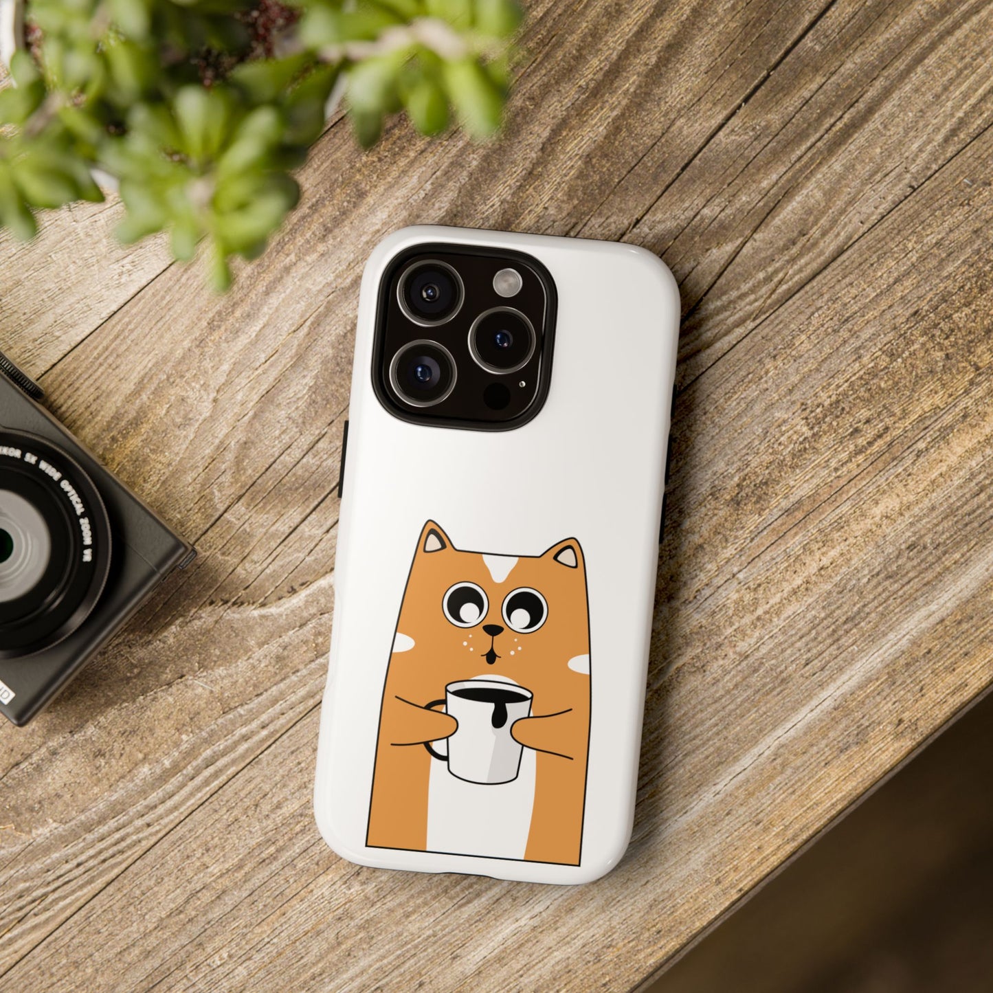 Cute Cat Coffee Mug Phone Case - Tough Protection for Pet Lovers