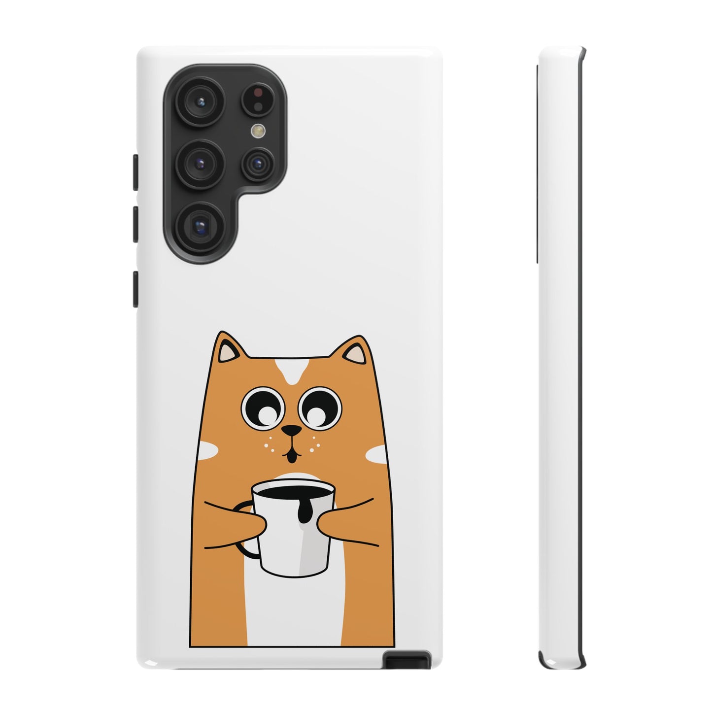 Cute Cat Coffee Mug Phone Case - Tough Protection for Pet Lovers
