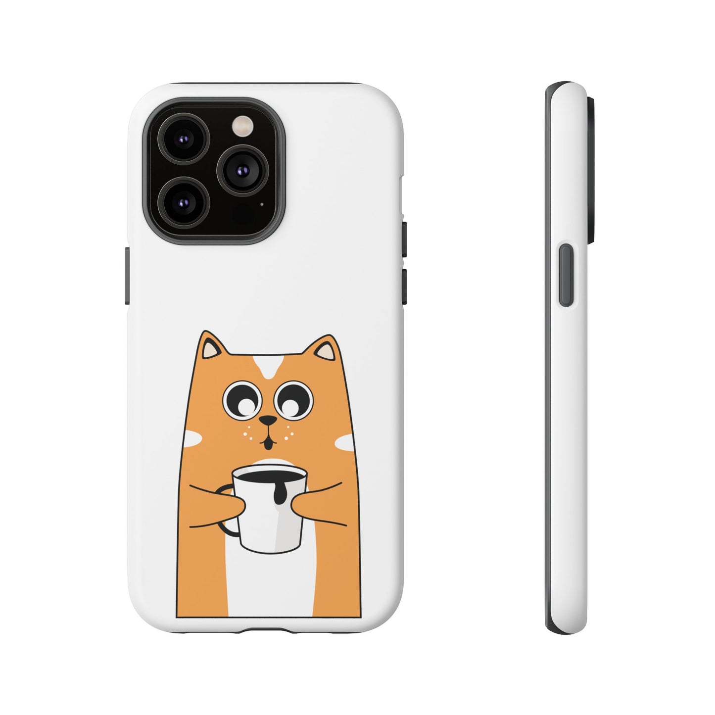 Cute Cat Coffee Mug Phone Case - Tough Protection for Pet Lovers