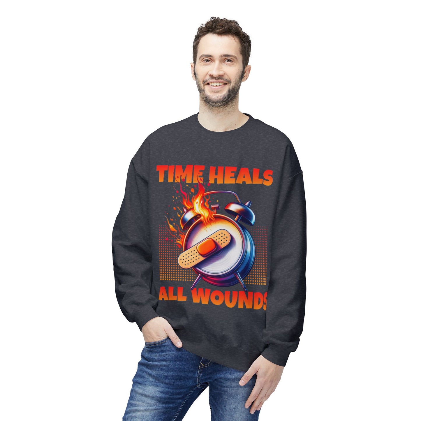 Unisex Time Heals Softstyle Sweatshirt: Orange