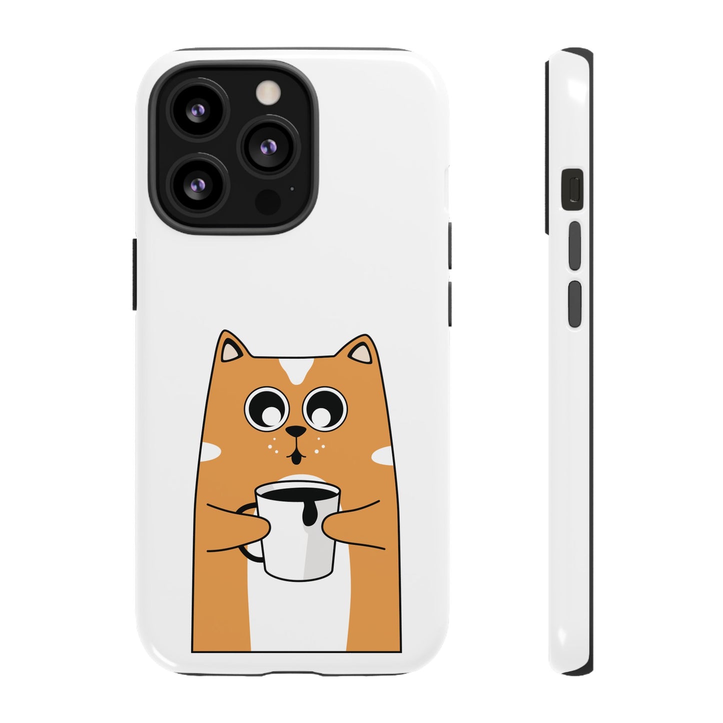 Cute Cat Coffee Mug Phone Case - Tough Protection for Pet Lovers