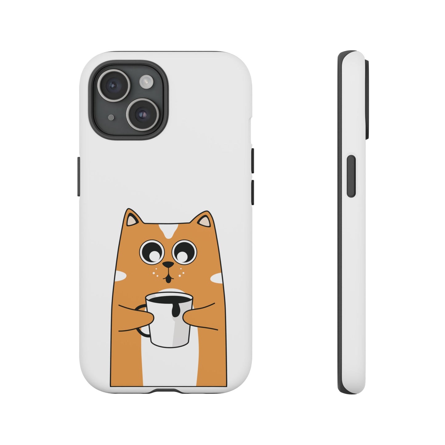 Cute Cat Coffee Mug Phone Case - Tough Protection for Pet Lovers