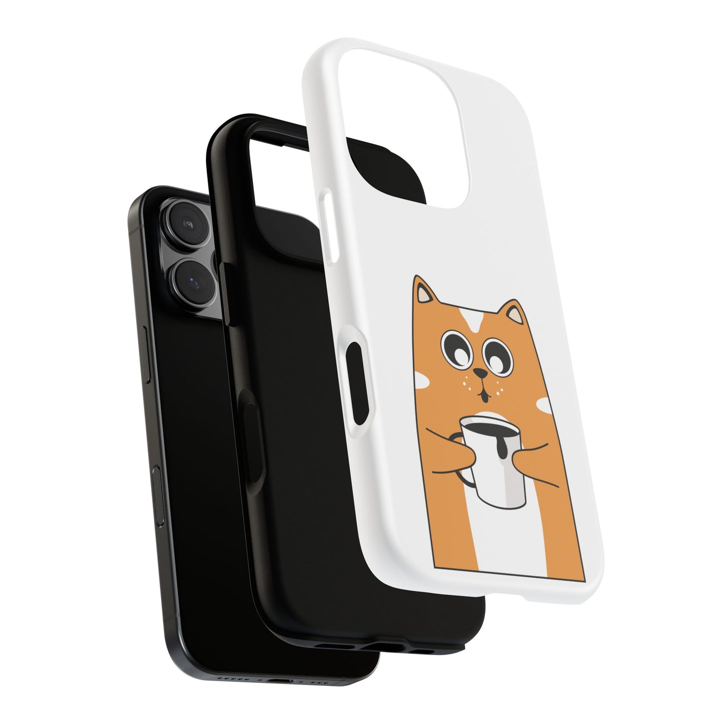 Cute Cat Coffee Mug Phone Case - Tough Protection for Pet Lovers